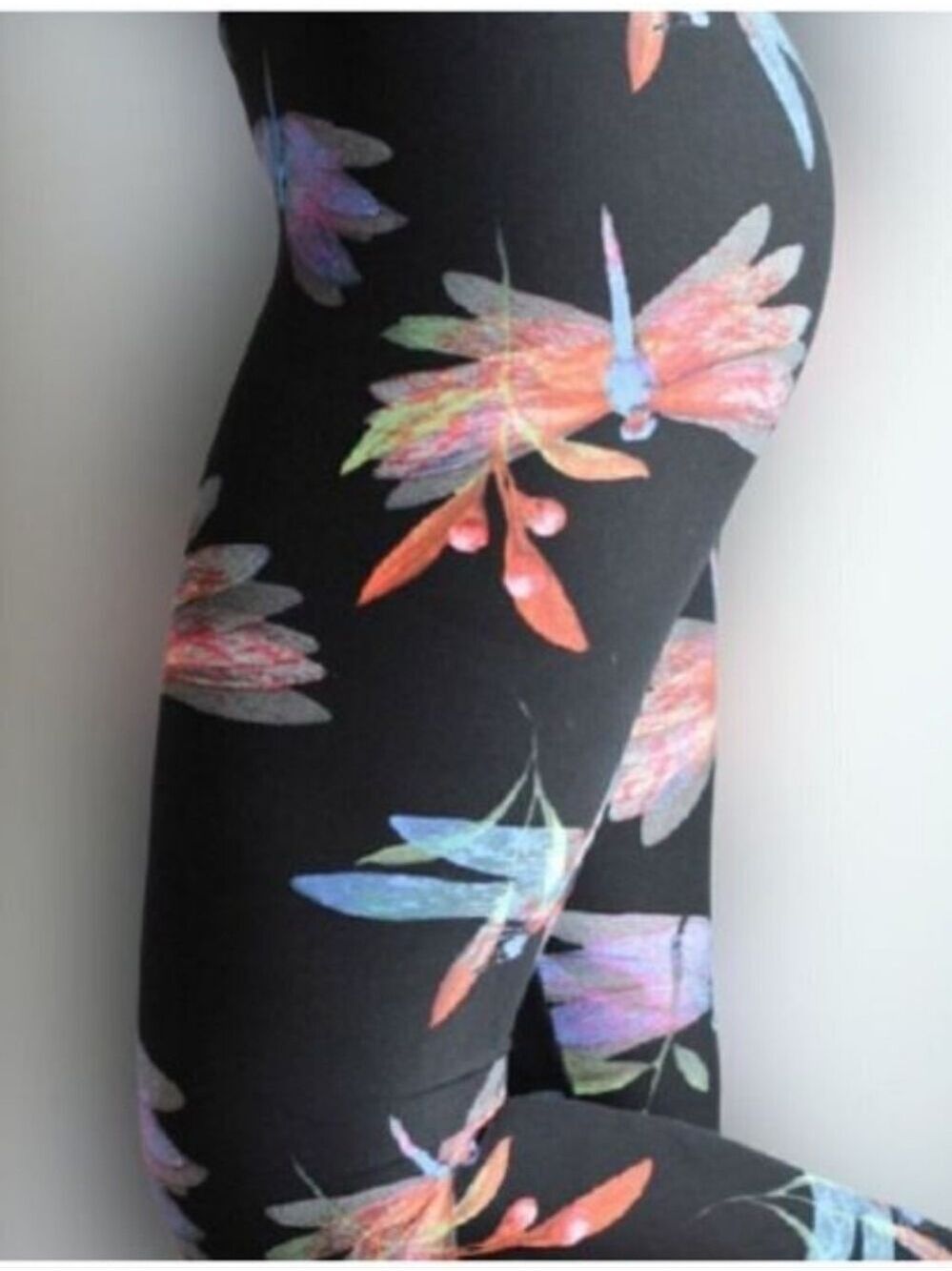 LEGGINGS DEPOT Multi Colored Dragonfly Print Full Length Leggings Size 12 NWT